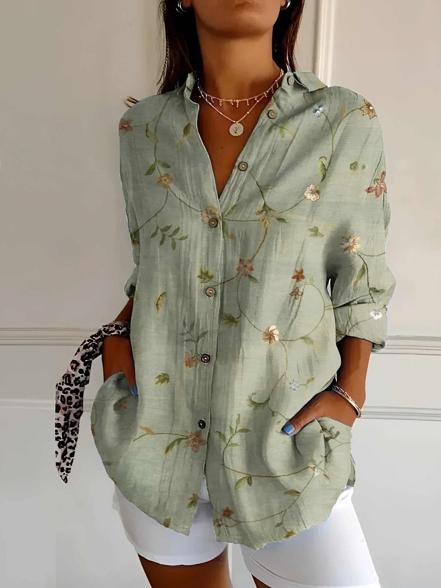 Women's Floral Button Shirt Relaxed Fit Lightweight Long Sleeve Casual Blouse™ – Mühelose Eleganz für jeden Tag