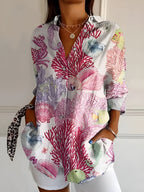 Women's Floral Longline Button Shirt Loose Fit Lightweight Casual Summer Blouse™ – Mühelose Eleganz für den ganzen Tag