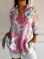 Women's Floral Button Shirt Relaxed Fit Lightweight Long Sleeve Casual Blouse™ – Mühelose Eleganz für jeden Tag