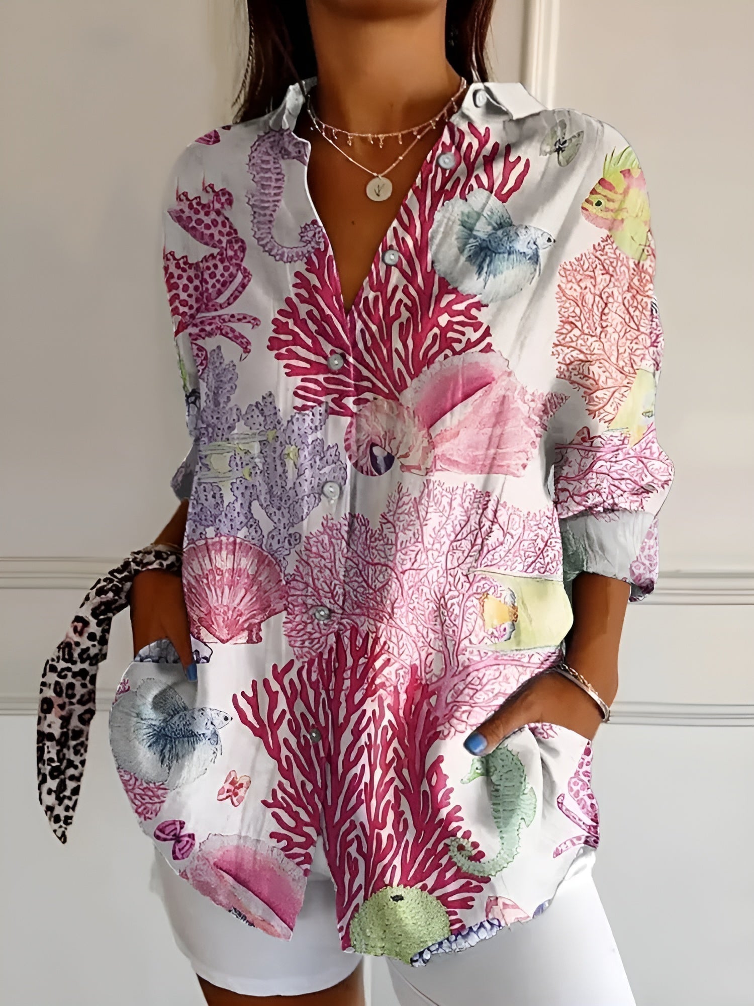 Women's Floral Button Shirt Relaxed Fit Lightweight Long Sleeve Casual Blouse™ – Mühelose Eleganz für jeden Tag