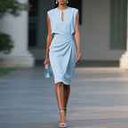 Women's Elegant V Neck Professional Office Midi Dress™ – Zeitlose Eleganz für den professionellen Alltag