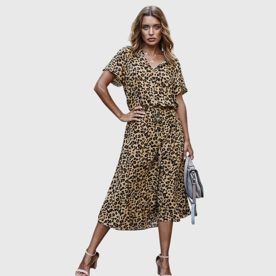 Printed Button-Front Midi Dress™ – Mühelose Eleganz für jeden Tag