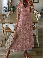 Women's Boho Printed V Neck Tummy Coverage Maxi Dress™ – Mühelose Eleganz mit Boho-Charme