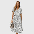 Printed Button-Front Midi Dress™ – Mühelose Eleganz für jeden Tag