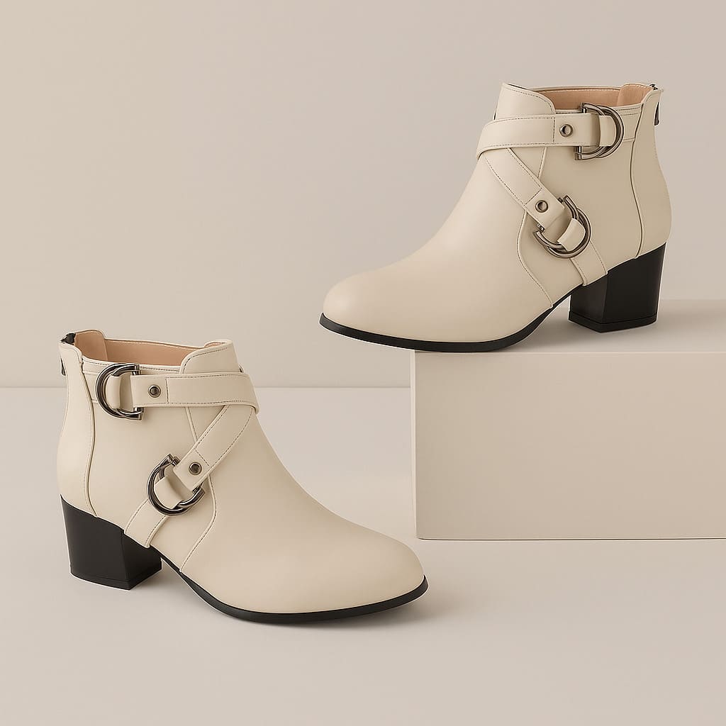 Women's Buckle Strap Block Heel Ankle Orthopedic Boots™ – Elegante Unterstützung für ganztägigen Komfort