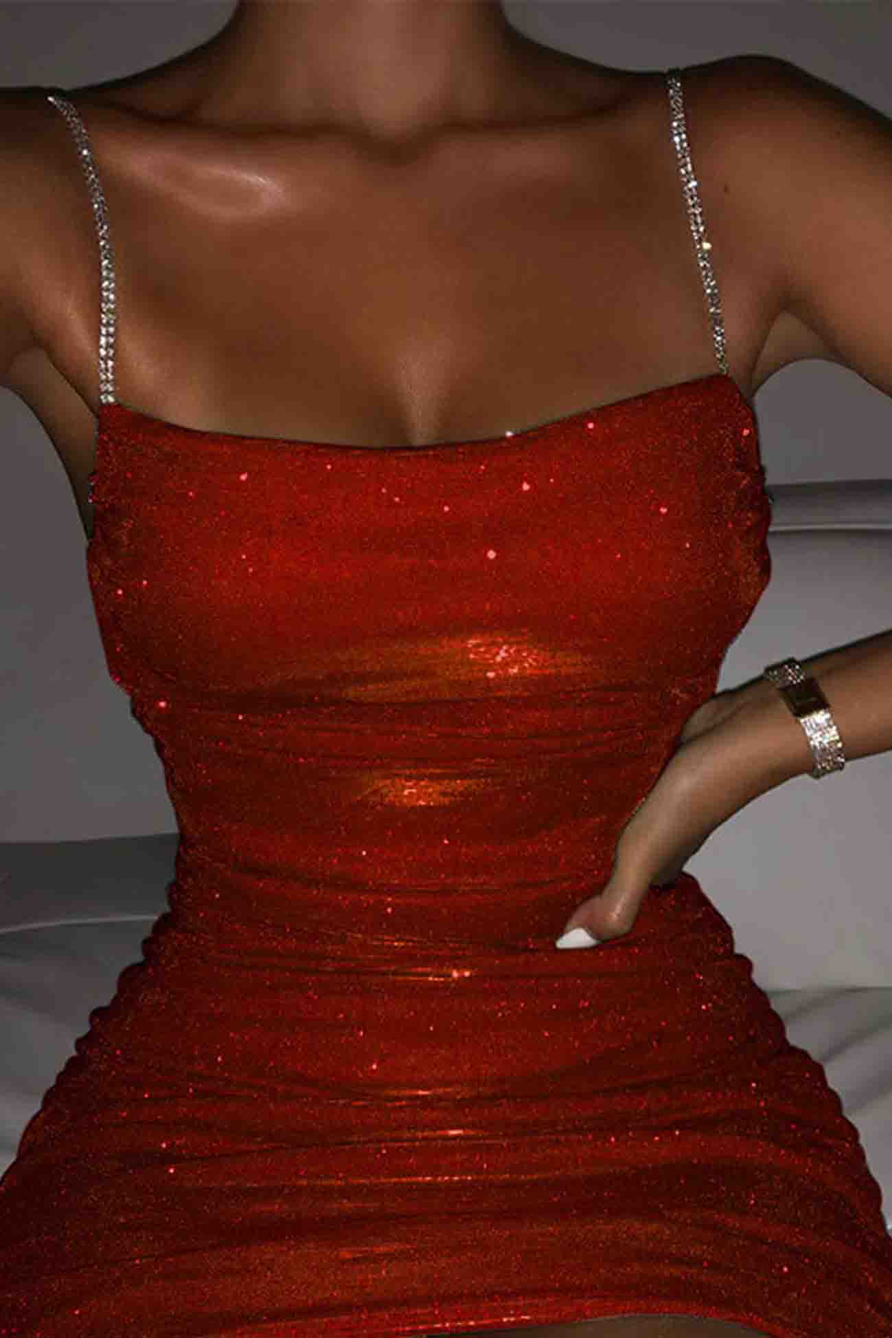 Rhinestone Ruched Dress for Women™ – Glamouröse Eleganz für besondere Anlässe