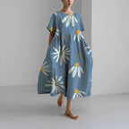 Women's Floral Relaxed Fit Oversized Print Casual Midi Dress™ – Müheloser Komfort mit künstlerischem Blumenmuster